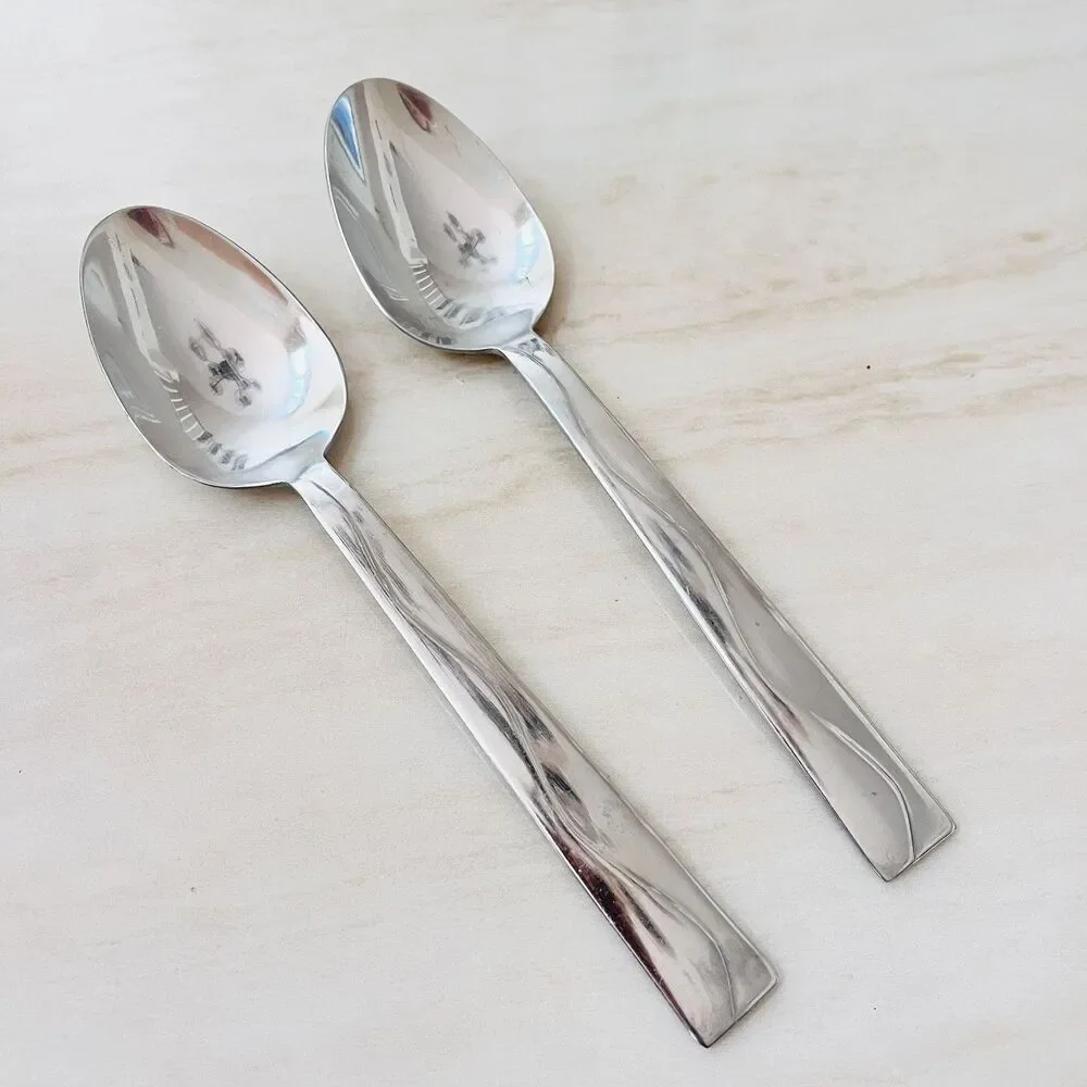 4pc International INS590 Stainless Spoon & Teaspoon Flatware Replacement Wave